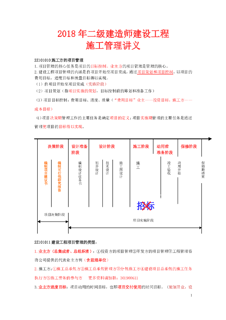 二级建造师建设工程施工管理讲义