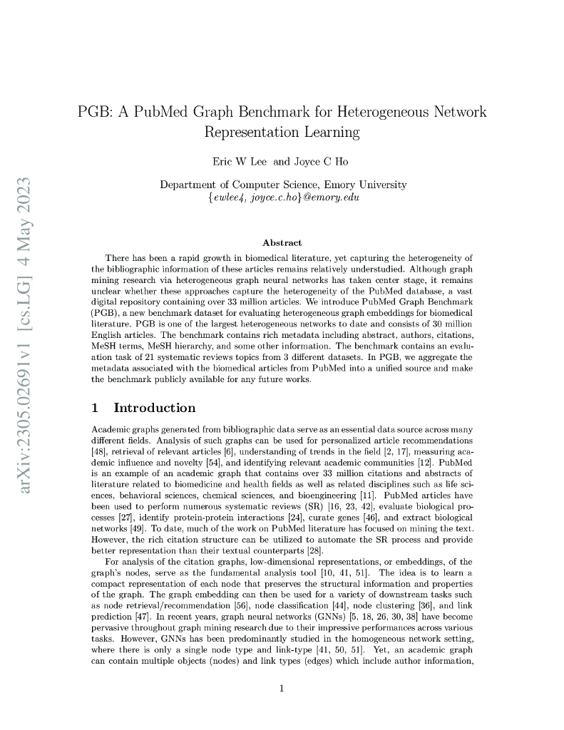 PGB:一种用于异构网络表示学习的 PubMed 图形基准（英文版）