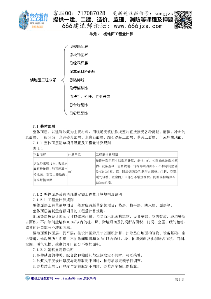 建筑工程识图与计量：楼地面工程量计算