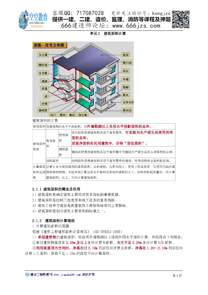 建筑工程识图与计量：建筑面积计算