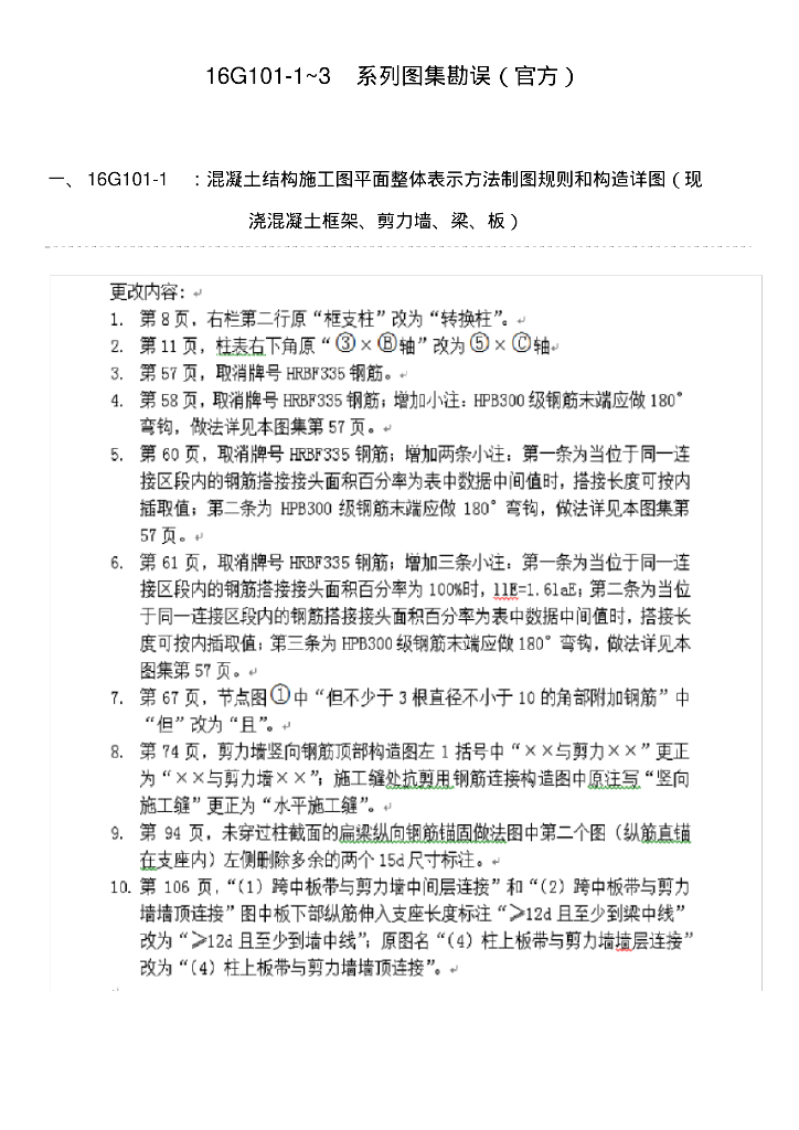 16G101-1~3 系列图集勘误