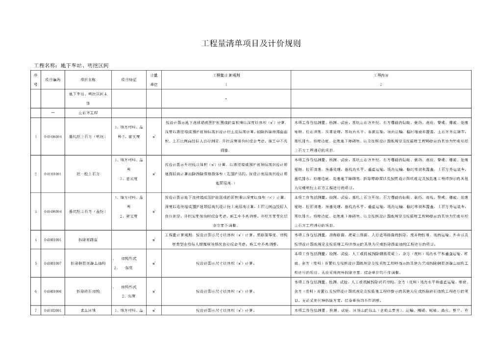 工程量清单项目及计价规则实例