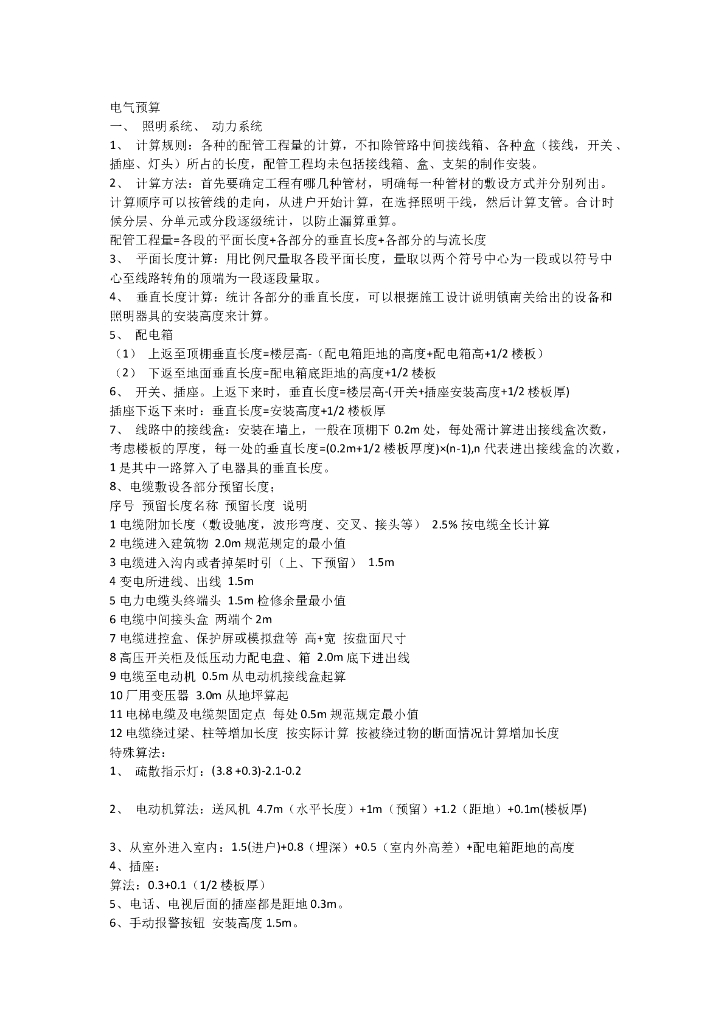 电气预算(预算规则)