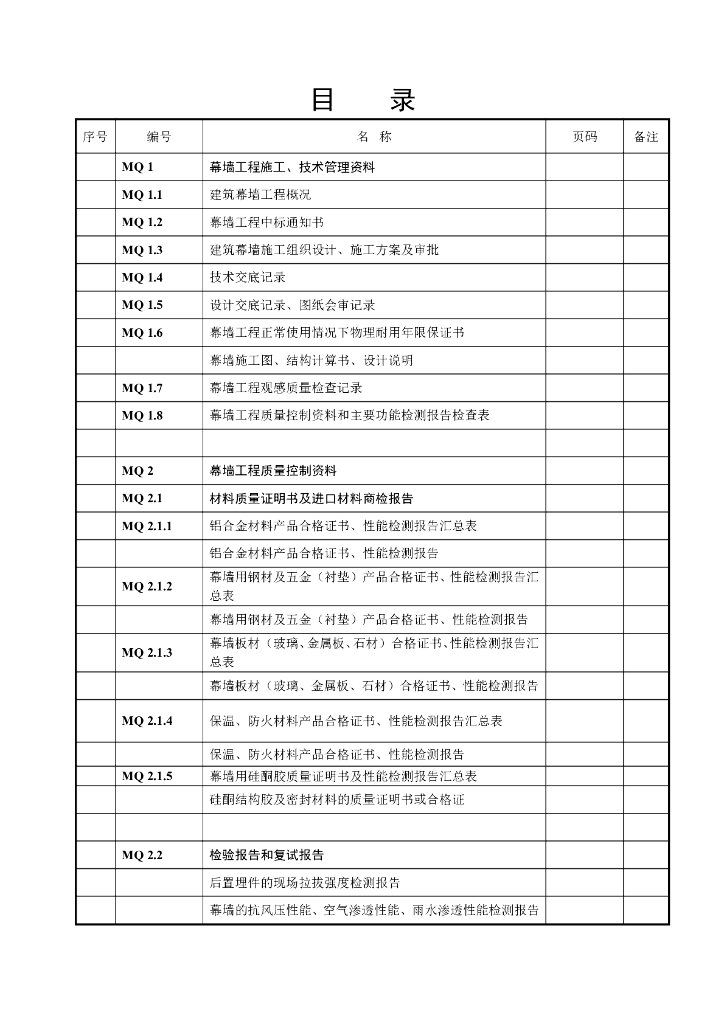 幕墙工程竣工资料(全套)