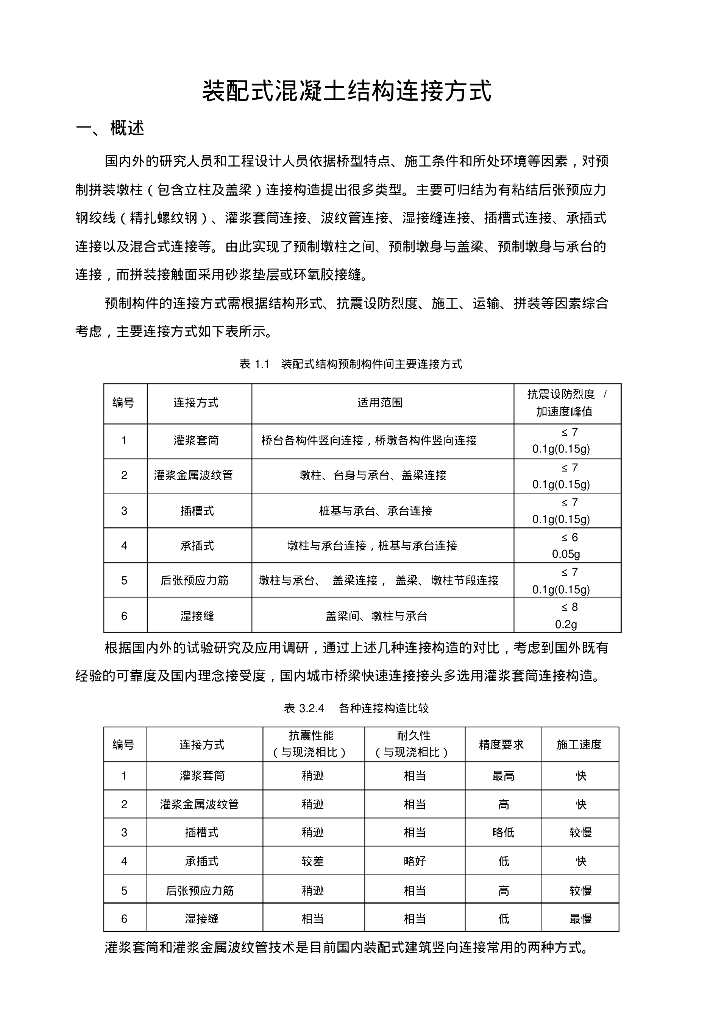 装配式混凝土构件连接方式调研课题