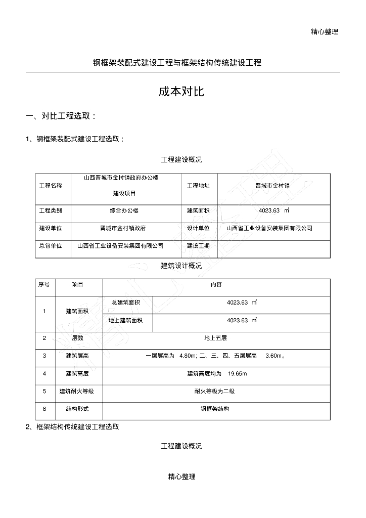 钢框架装配式与框架结构传统建筑成本对比