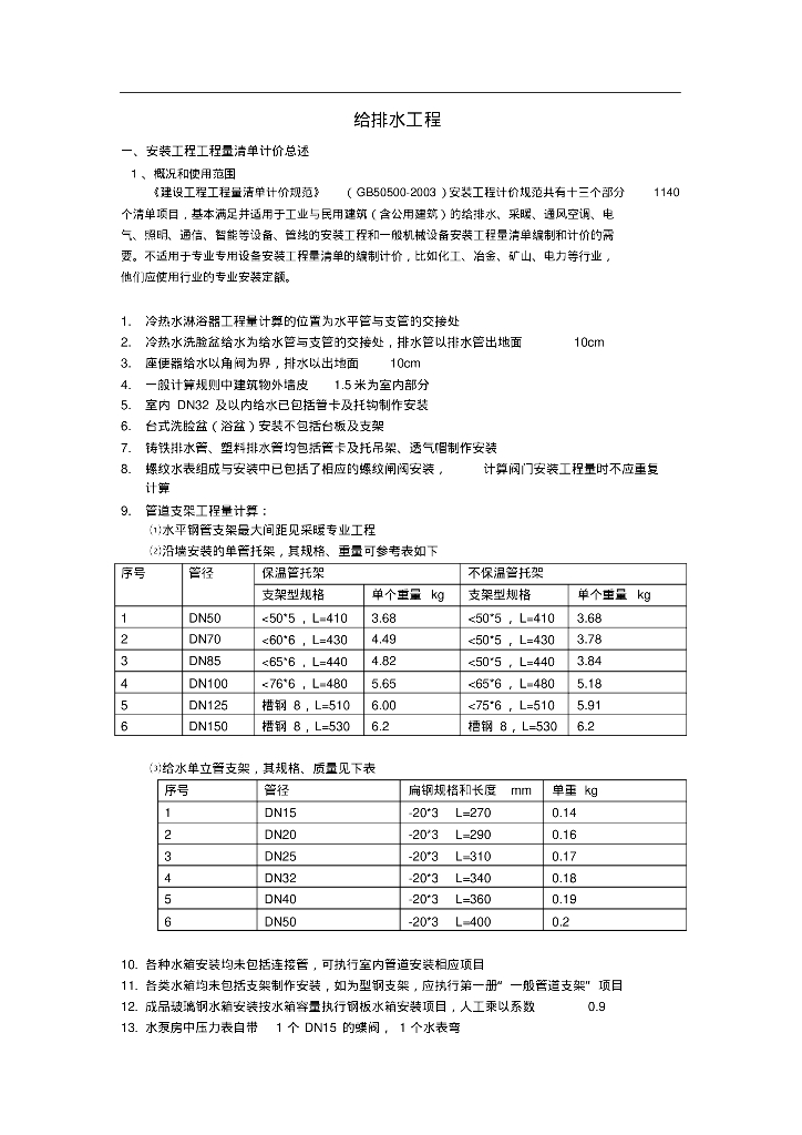 安装工程工程量清单计价简述