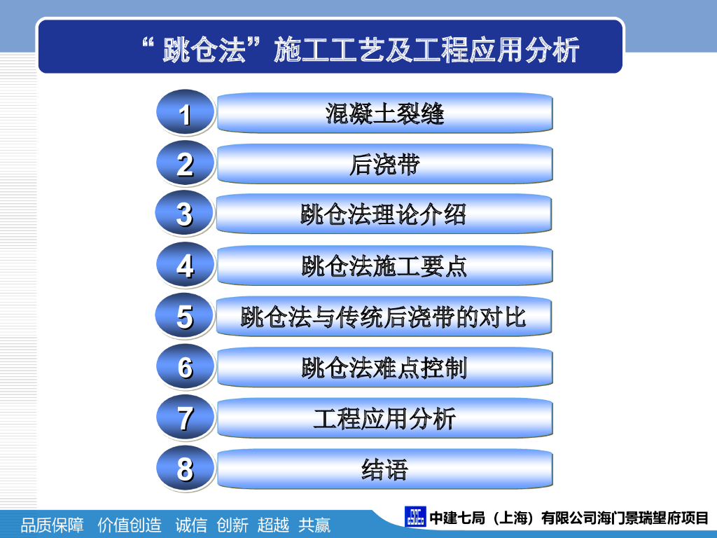 跳仓法施工工艺及工程应用分析 （PPT）