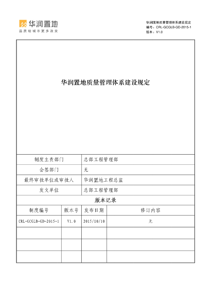 知名企业质量管理体系建设规定