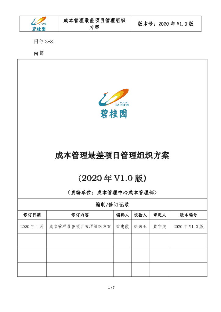 知名地产成本管理最差项目管理组织方案
