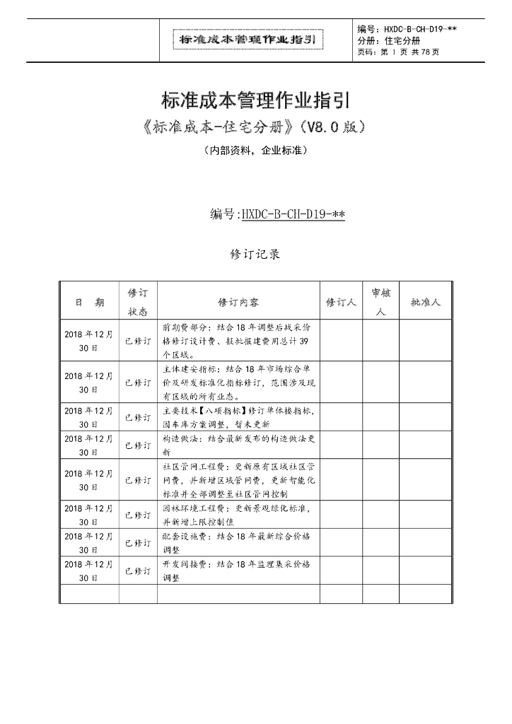 住宅工程标准成本管理作业指引（91页）