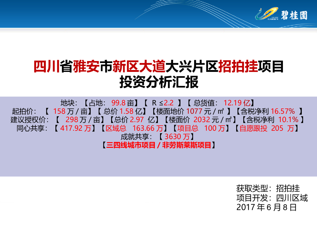 [四川]招拍挂项目投资分析汇报（59页）