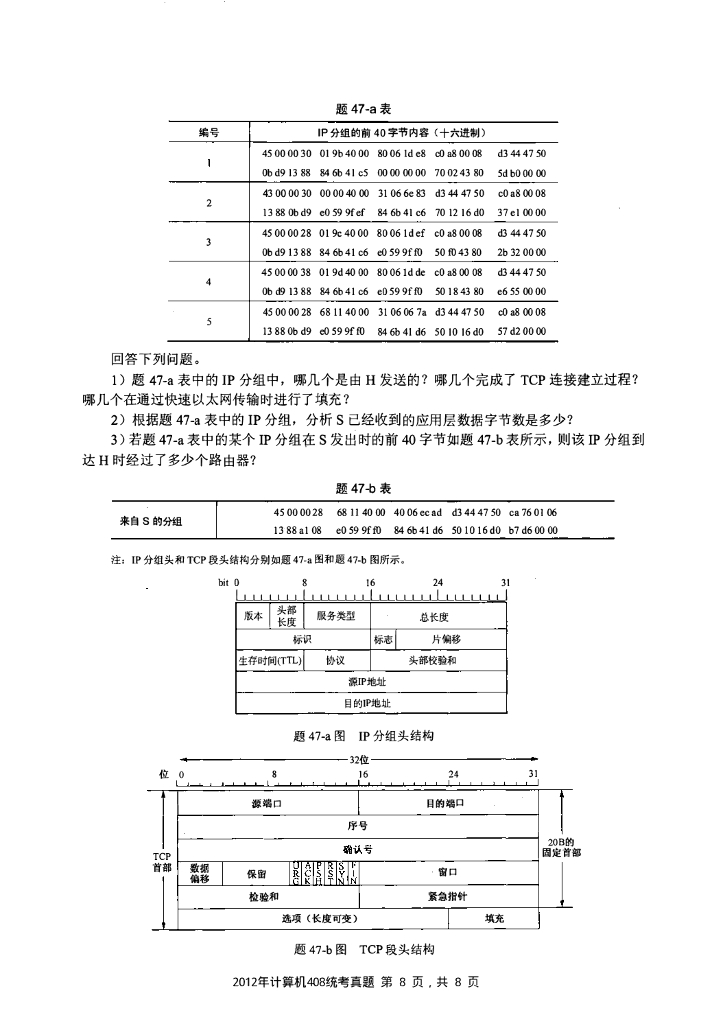 2012年全国硕士研究生入学统一考试计算机科学与技术学科联考计算机学科专业408基础综合试题+解析_第8页