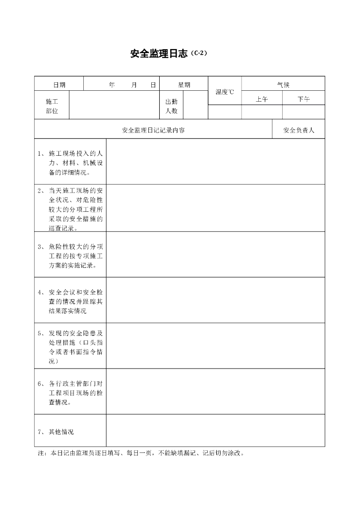 安全监理日志