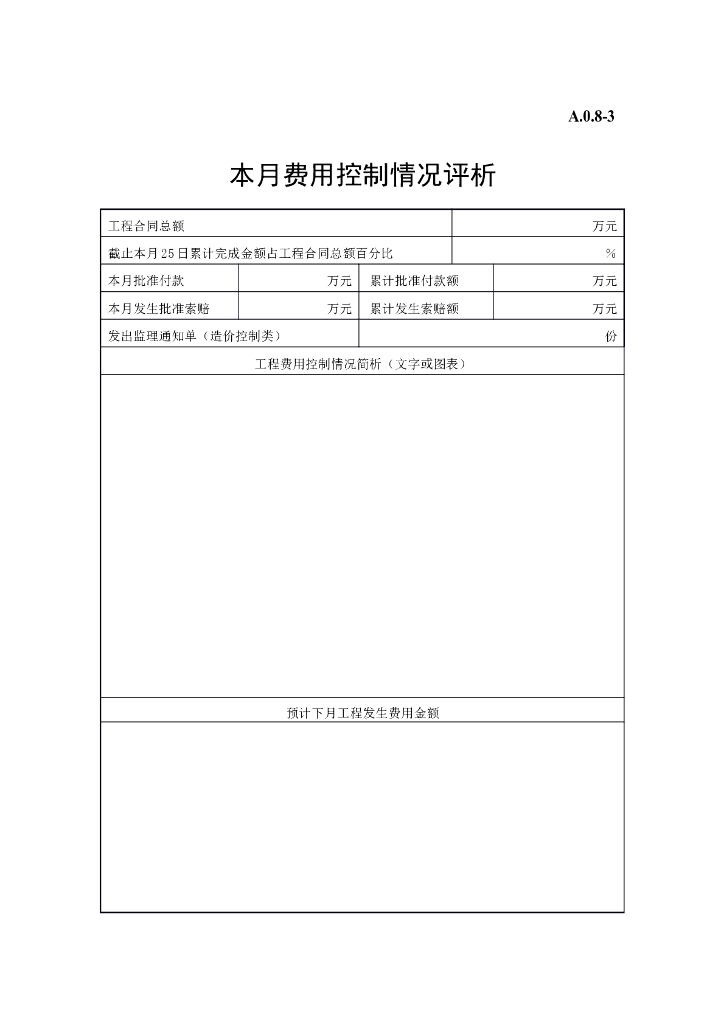 本月费用控制情况评析