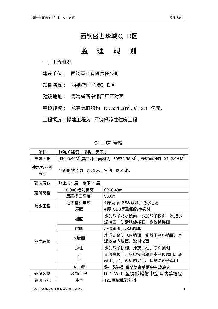 [青海]框剪结构保障性住房工程监理规划