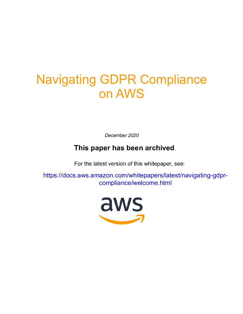 亚马逊云GDPR合规指南GDPR Compliance on AWS（英文版）