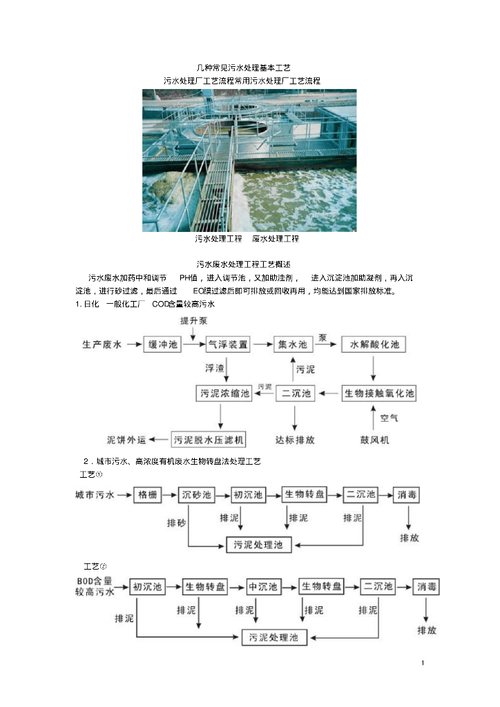 [甘肃]张掖市城市污水处理工程污水处理基本工艺