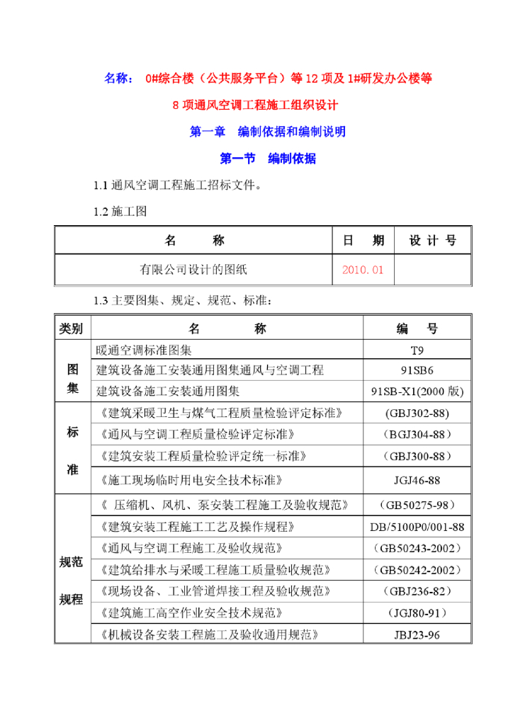 某有限公司综合楼和研发科研楼通风空调施工组织设计（92页）