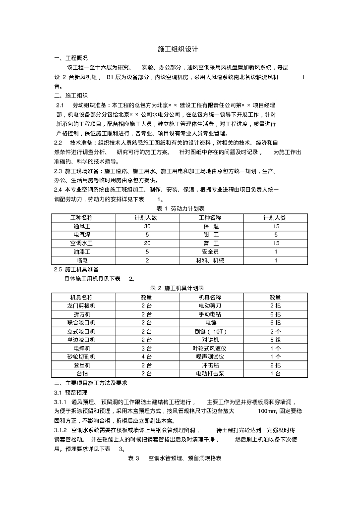 暖通施工组织设计