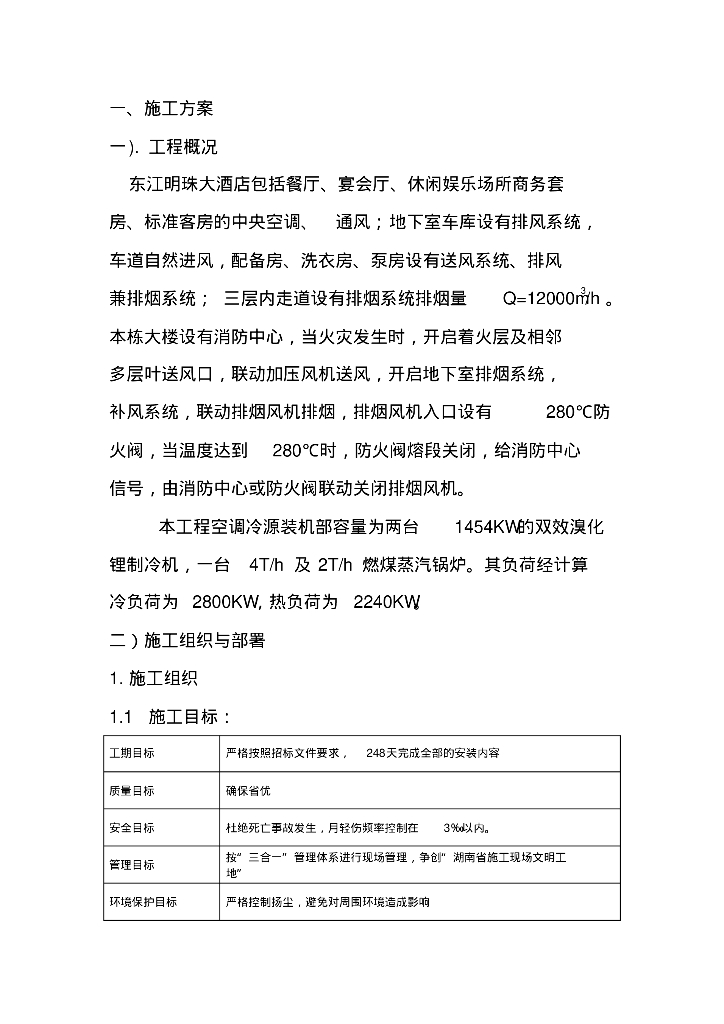 某大酒店暖通施工组织设计
