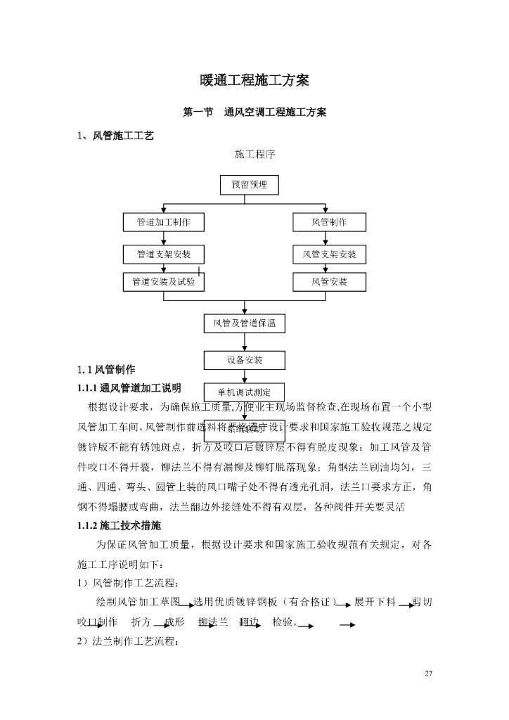 某小区暖通工程标准施工方案