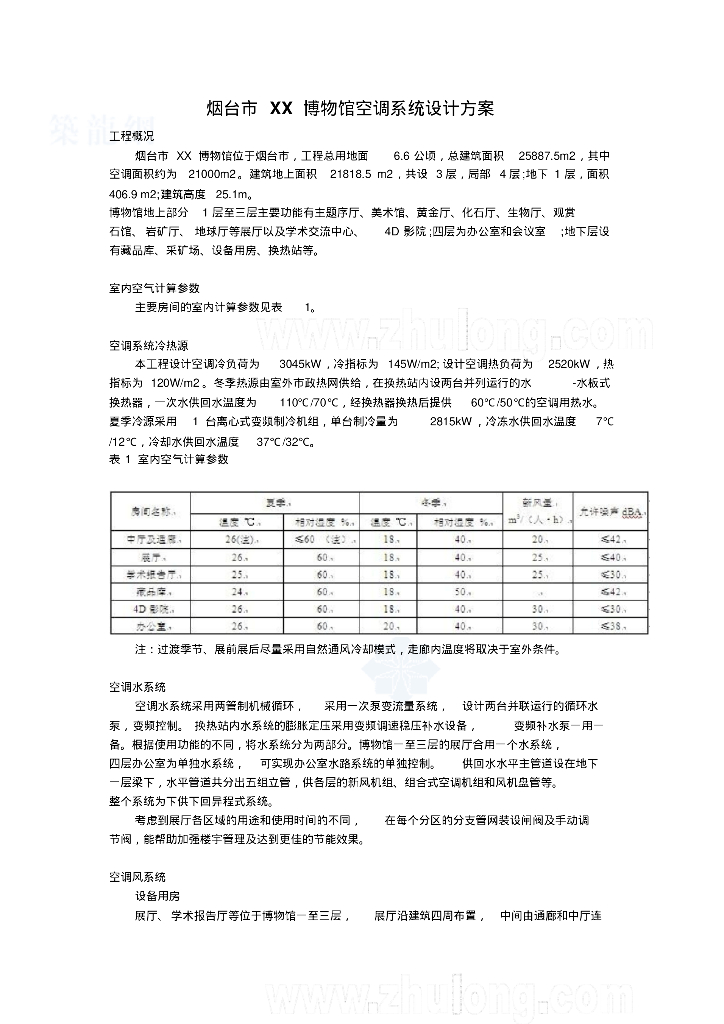 烟台市博物馆空调系统设计方案