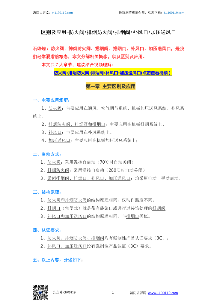 防火排烟防火排烟阀加压送风补风口区别应用