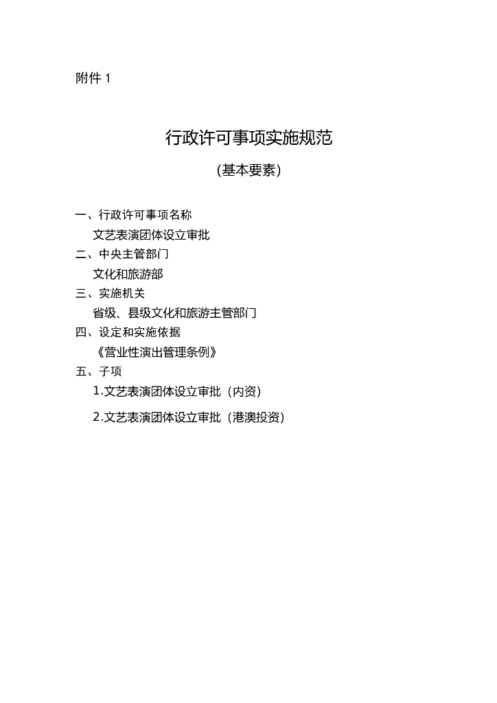 文艺表演团体设立审批实施规范
