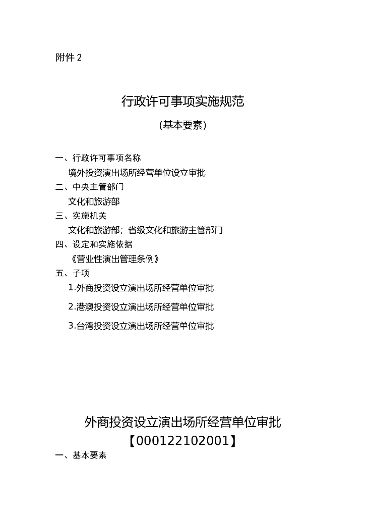 境外投资演出场所经营单位设立审批实施规范