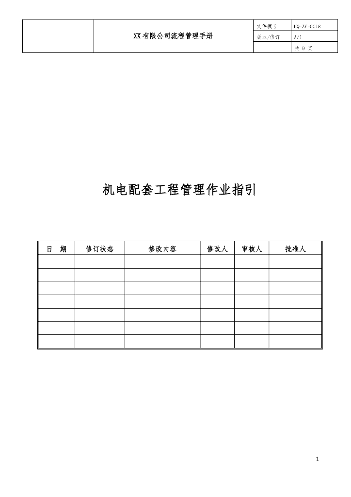 全套工程管理机电配套工程管理作业指引