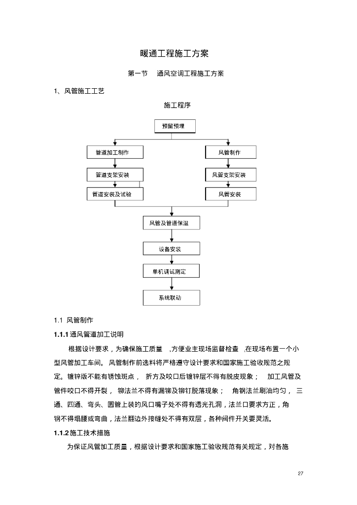 经典施工案例-暖通工程标准施工方案（经典案例）