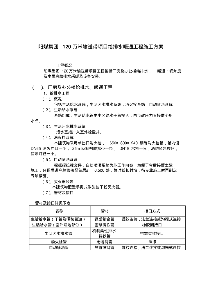 阳煤集团办公楼给排水暖通工程