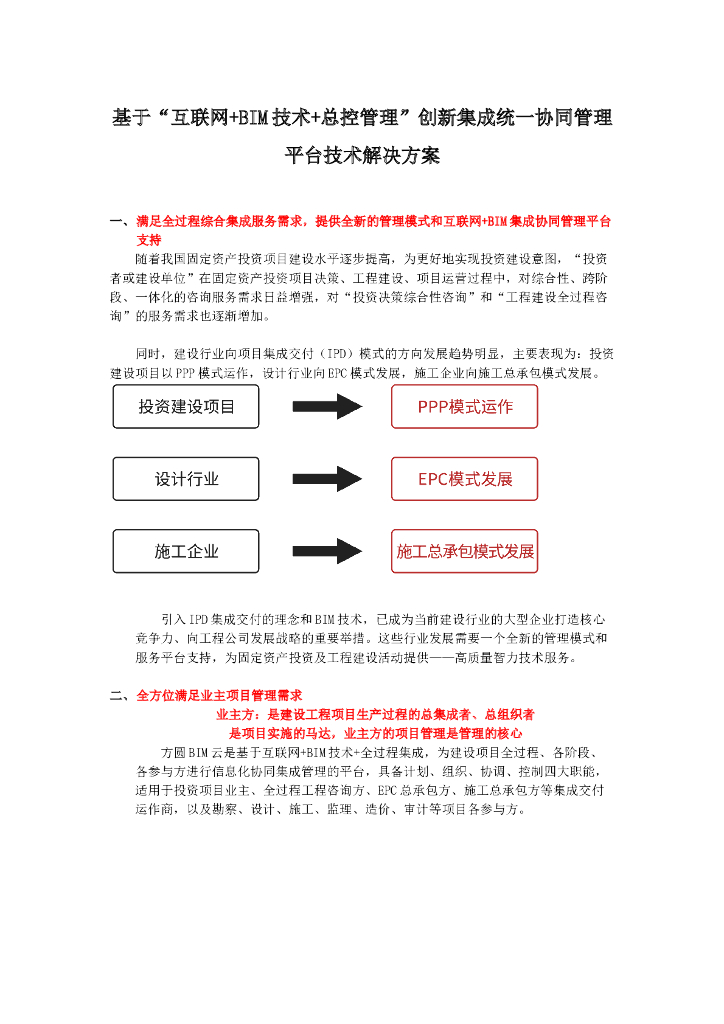 “互联网+BIM技术+总控管理”技术解决方案