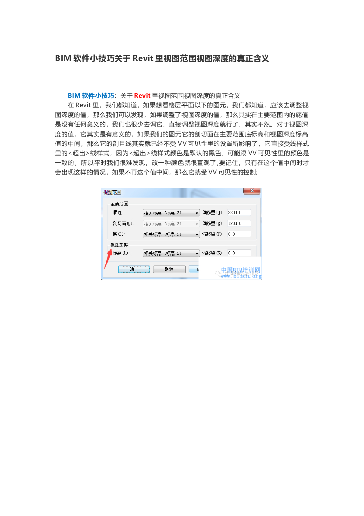 BIM软件小技巧关于Revit里视图范围视图深度的真正含义