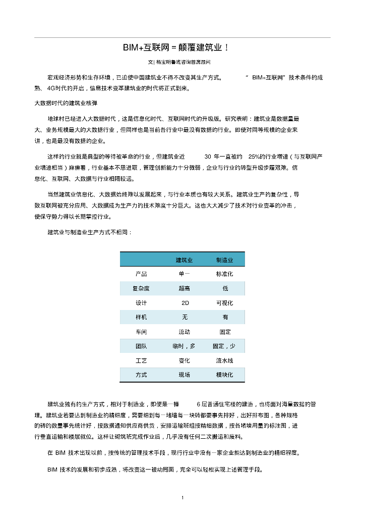 BIM+互联网=颠覆建筑业