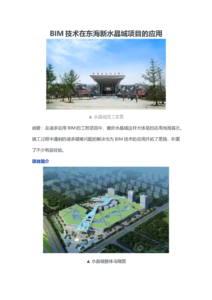 BIM技术在东海新水晶城项目的应用