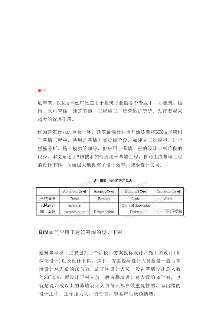 BIM技术在建筑幕墙设计中的应用