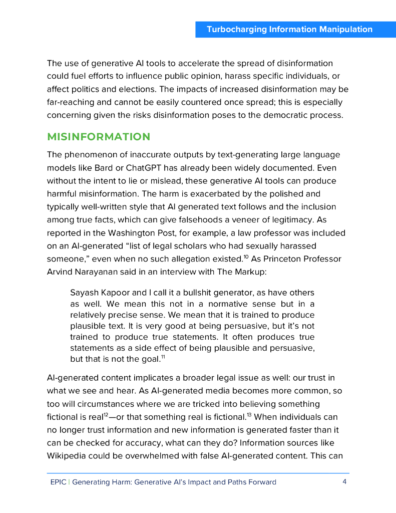 美国电子隐私信息中心：生成式人工智能的潜在有害影响与未来之路（英文版）_第9页