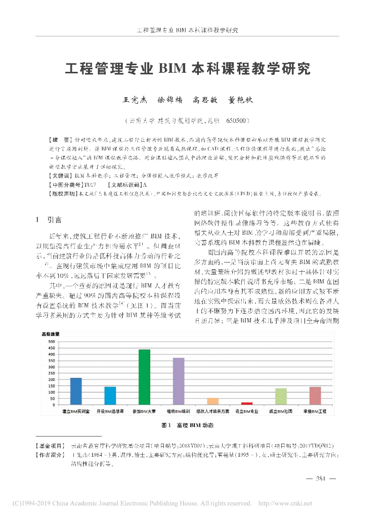 工程管理专业BIM本科课程教学研究