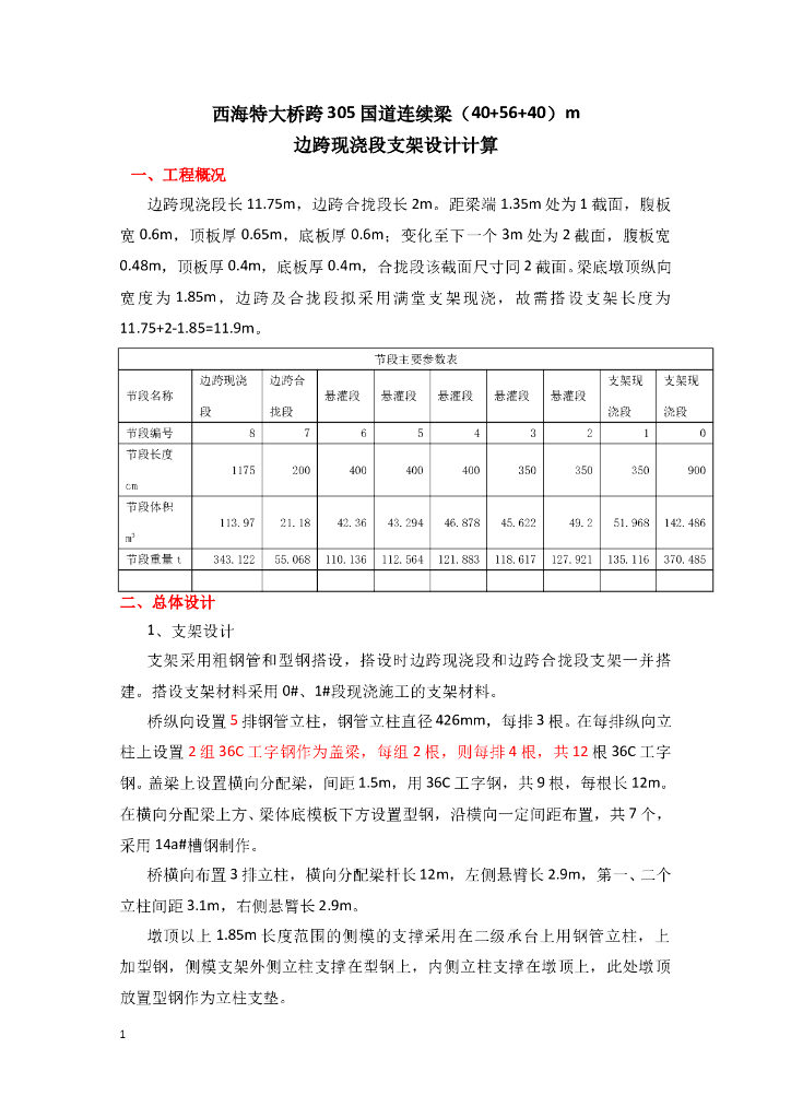 某特大桥连续梁边跨现浇段支架设计计算书