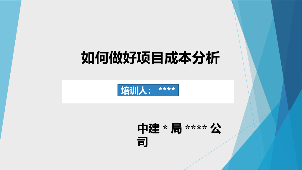 中建项目成本分析培训