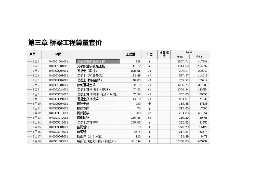 桥梁工程算量套价