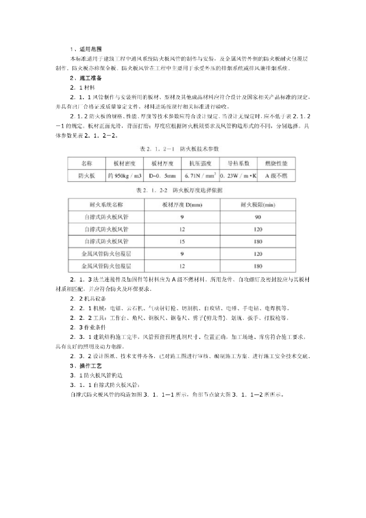 防火板风管工艺技术交底