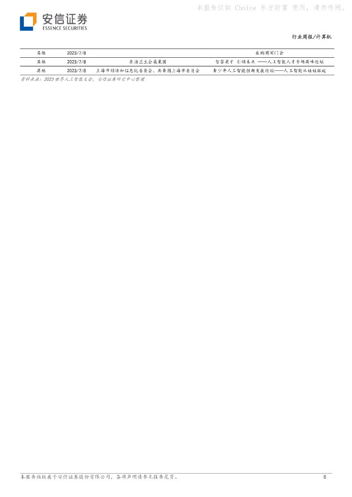 安信证券：计算机行业周报：2023世界人工智能大会前瞻_第8页