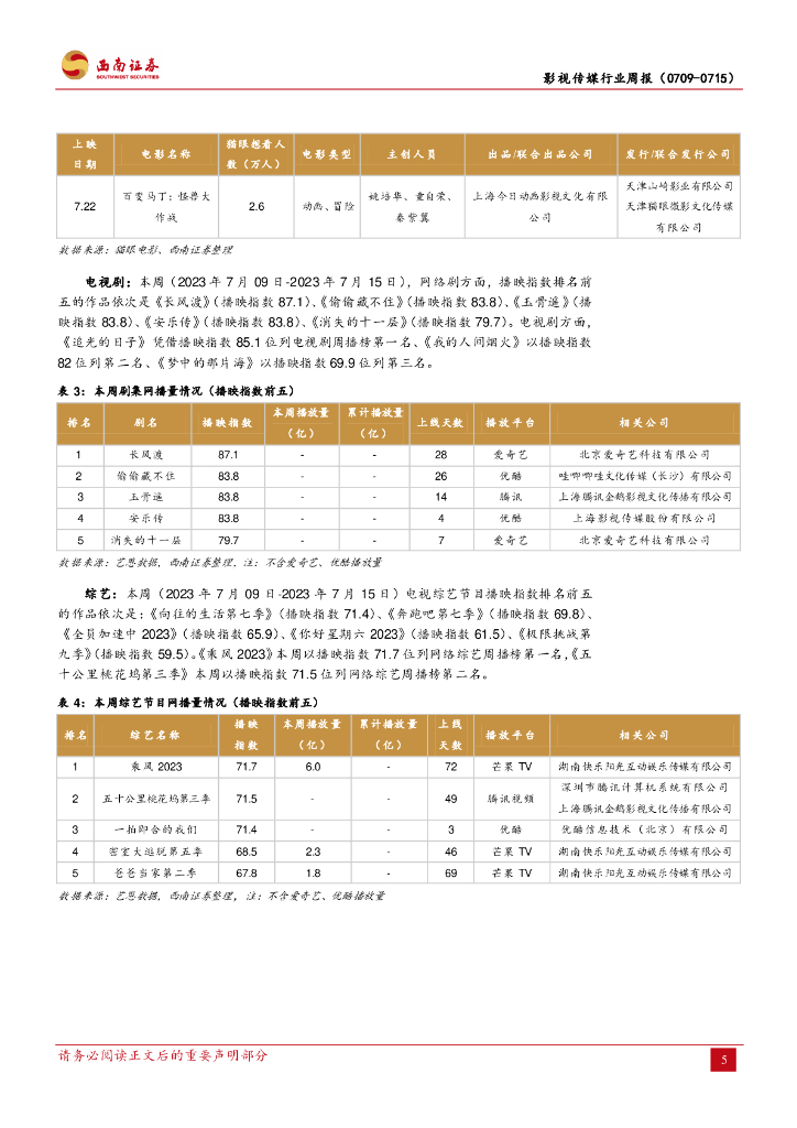 西南证券：影视传媒行业周报：《生成式人工智能服务管理暂行办法》正式发布，《长安三万里》上映两日票房超2亿_第8页