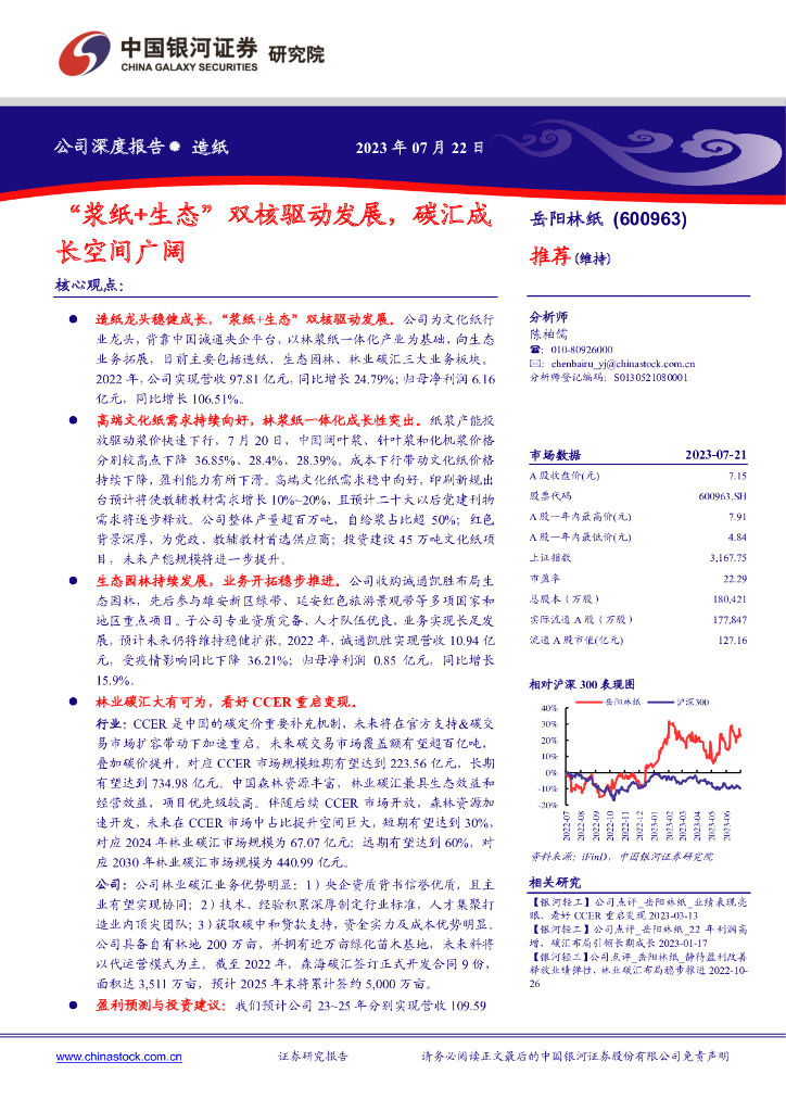中国银河：岳阳林纸（600963）-“浆纸+生态”双核驱动发展，<em>碳</em>汇成长空间广阔 海报