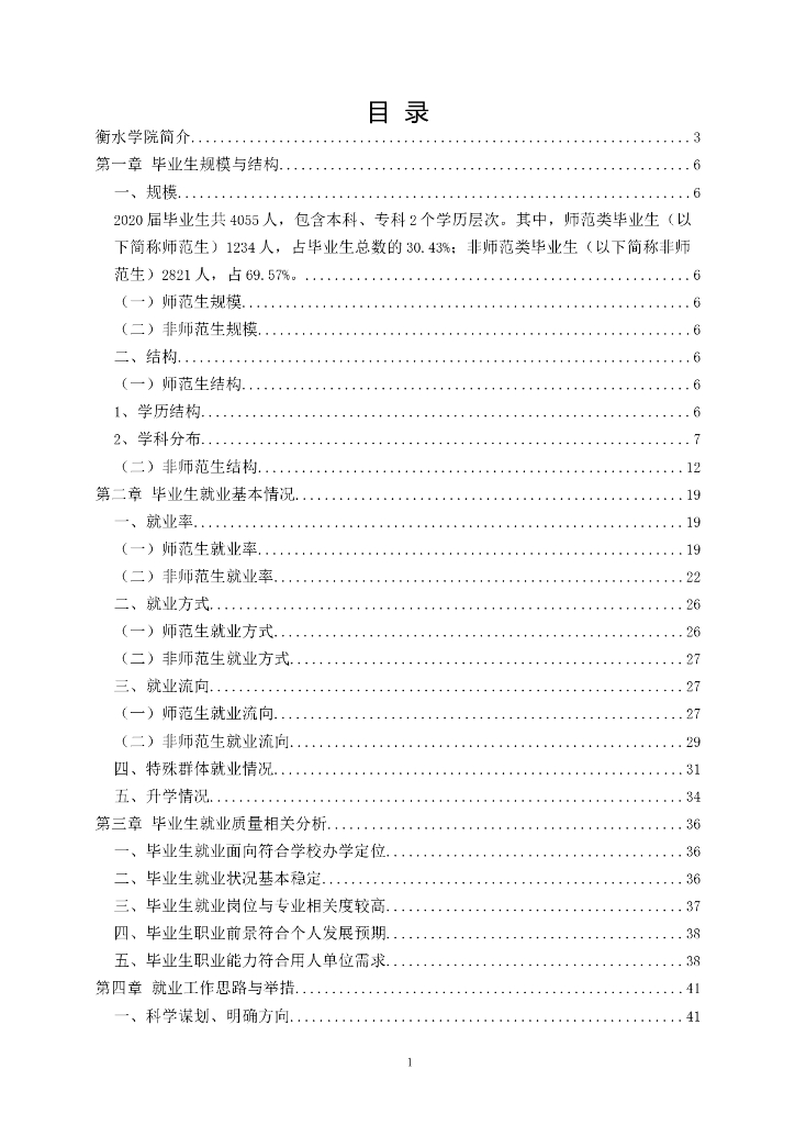 衡水学院2020年就业质量报告