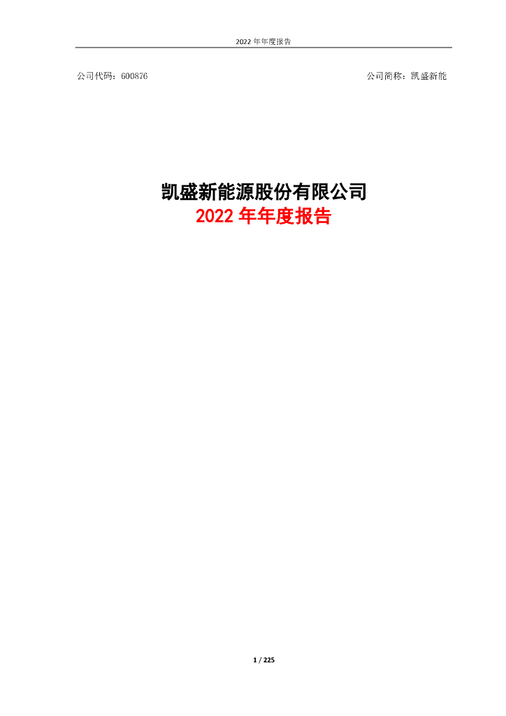 600876-凯盛新能：凯盛新<em>能源</em>股份有限公司2022年年度报告 海报