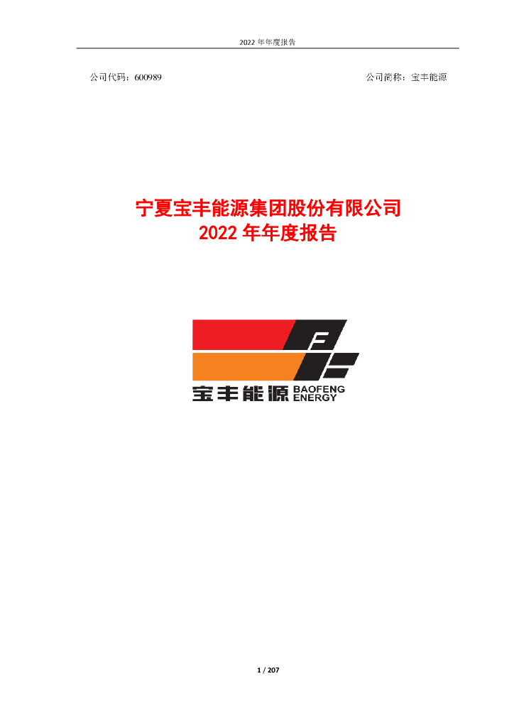 600989-宝丰<em>能源</em>：宁夏宝丰<em>能源</em>集团股份有限公司2022年年度报告 海报